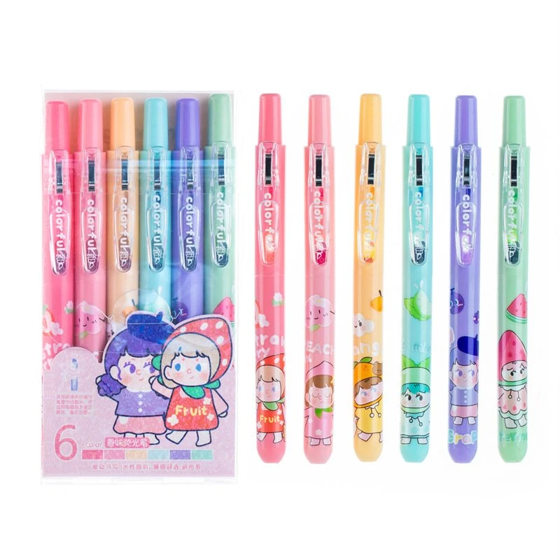 6pcs ret ٹریس ایبل پھل خوشبو دار Highlighter
